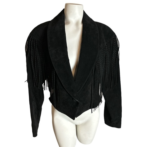 Cripple Creek Leather Western Fringe Jacket Black - Picture 1 of 7